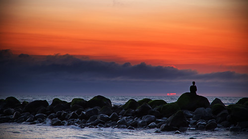 landscape coastal taranaki ohawe ohawebeach beach sunset sea tasmansea rock rocks seawall woman