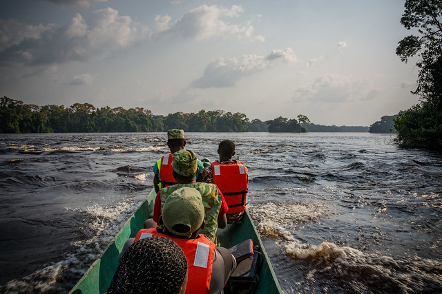 Riding Down Ivindo River Towards Kongou Falls, Ivindo National Park, Gabon