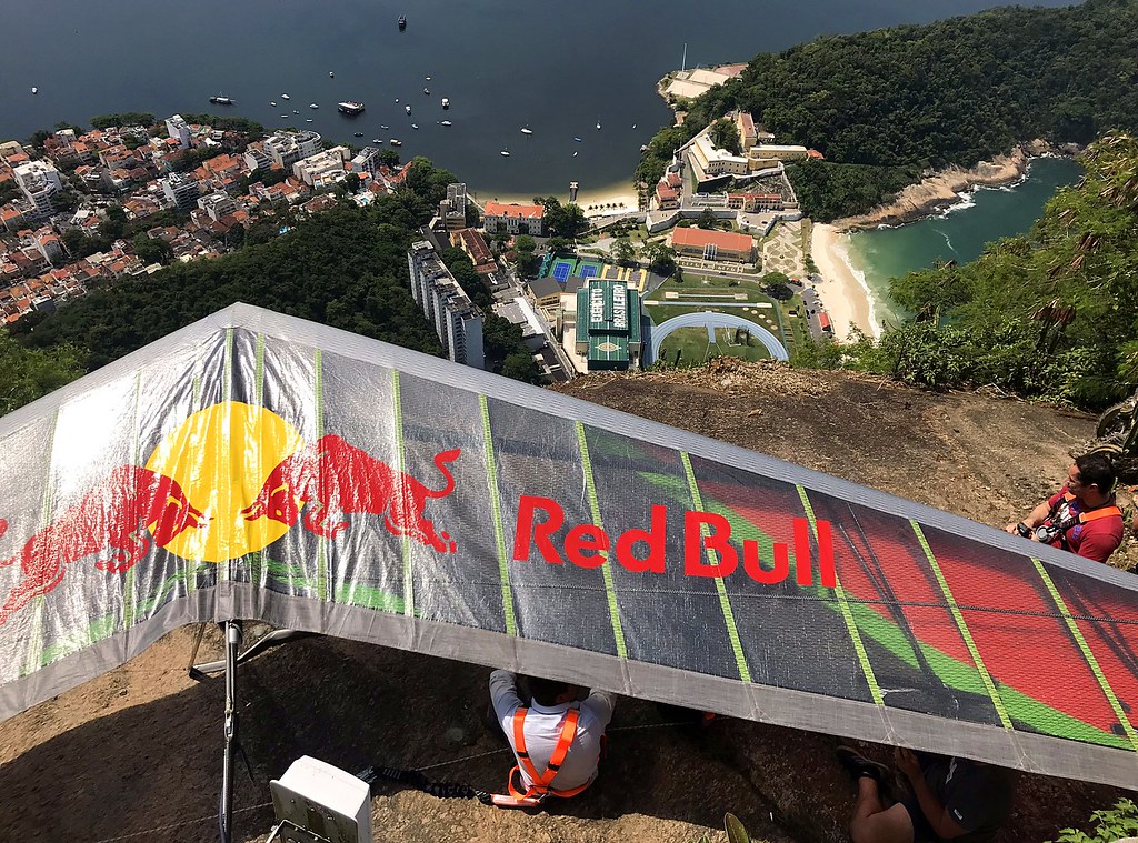 Red Bull Handgliding from Sugarloaf Mountain in Rio de Janeiro.