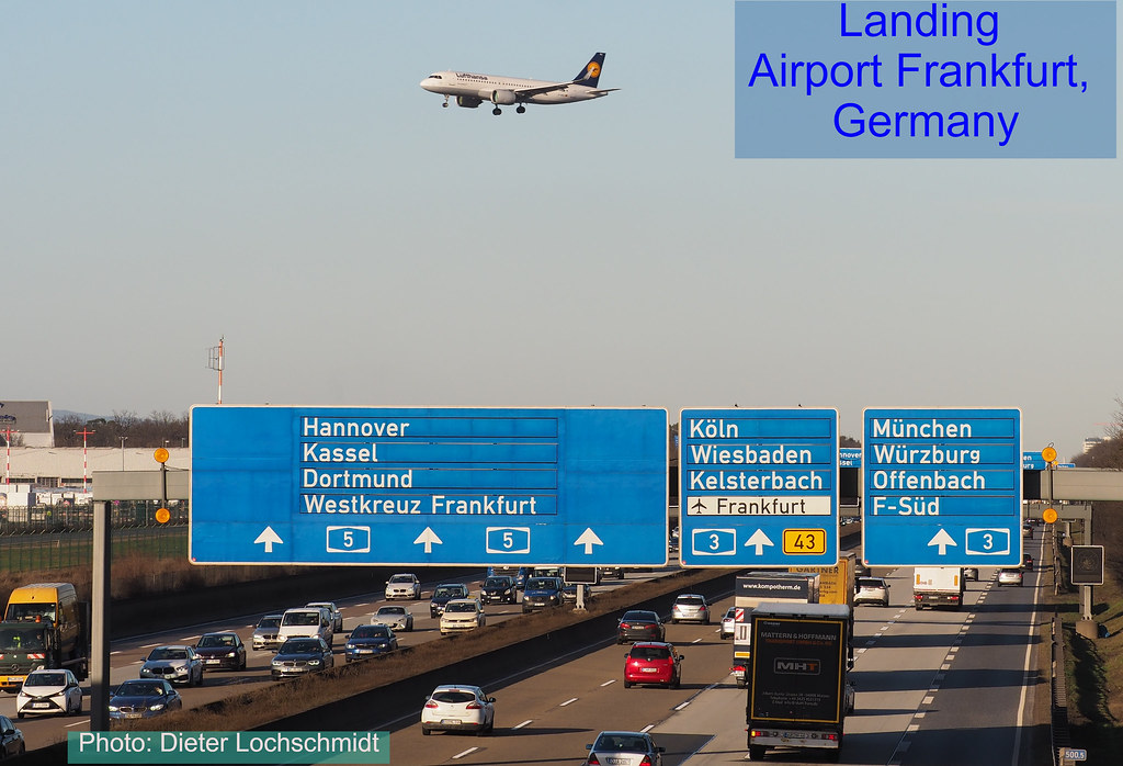 Airport Frankfurt am Main, Germany - This Part of the Autobahn A5 was the First Autobahn in Germany!