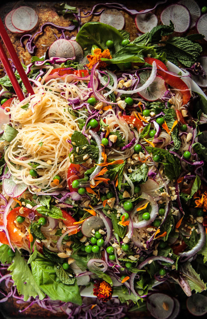 Fresh veggie Vietnamese Noodle Salad (vegan and gluten-free) from HeatherChristo.com