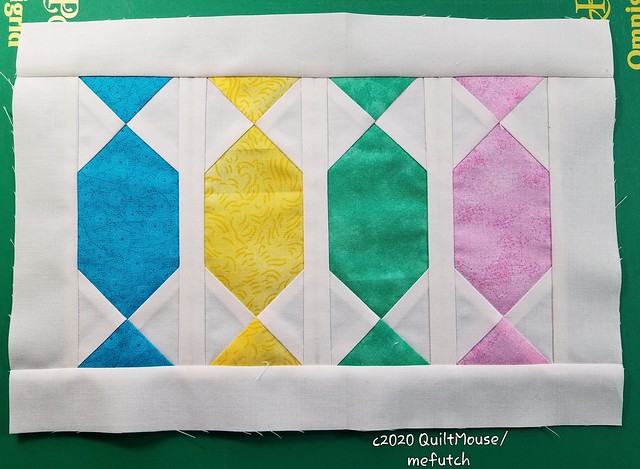2020 February-OMG (One Monthly Goal) My goal is to complete 2 blocks for 2 unfinished quilts.   This is the Taffy Block for 2018 Project Linus Mystery QAL Challenge. #projectlinus2018mystery #VioletsBakery #OMG