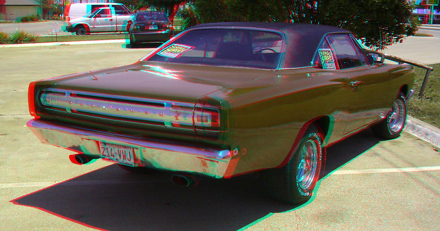 1969 PLYMOUTH ROAD RUNNER-REAR 3D RED CYAN ANAGYLPH