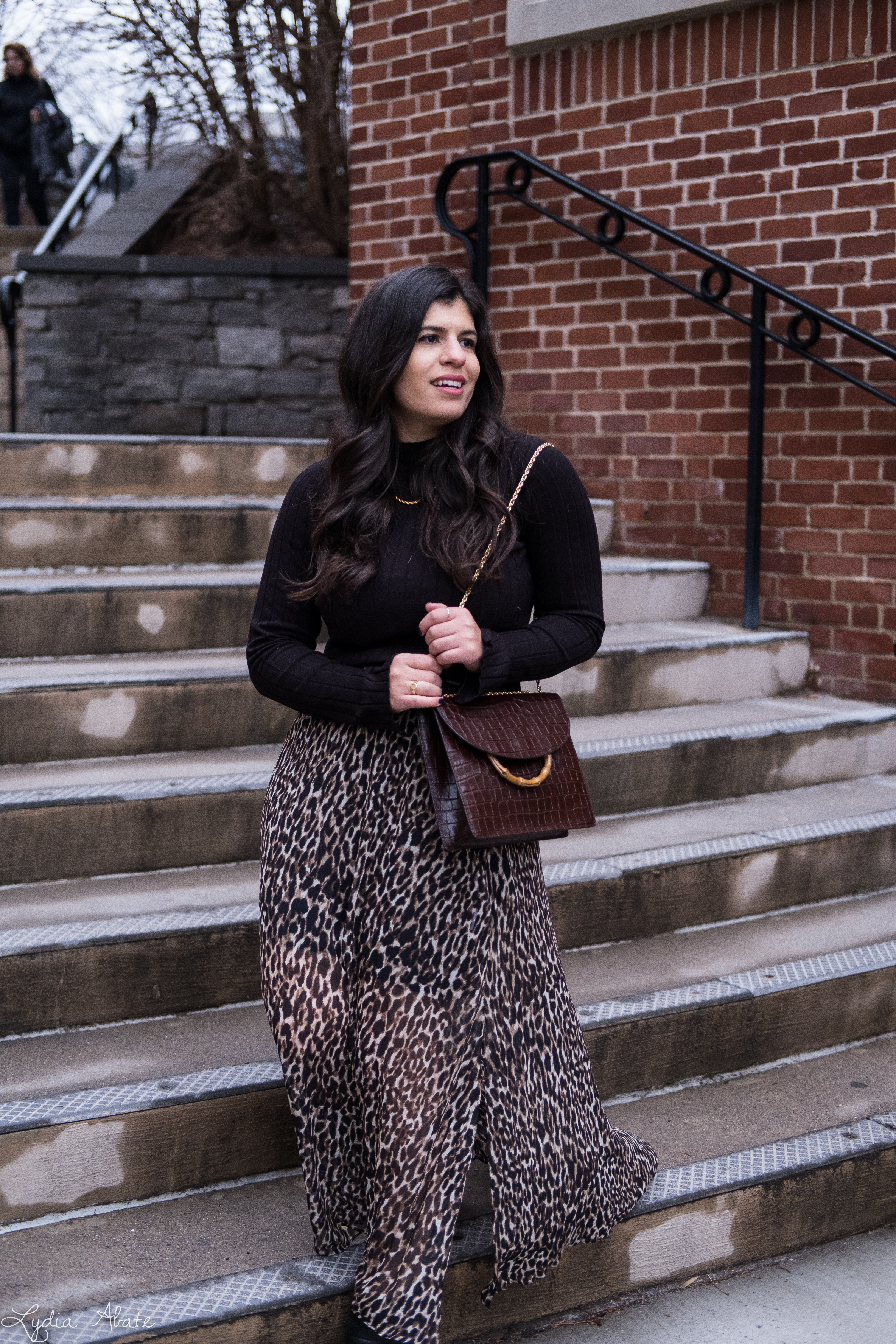 leopard maxi skirt, black mockneck sweater, brown croc bag-7.jpg
