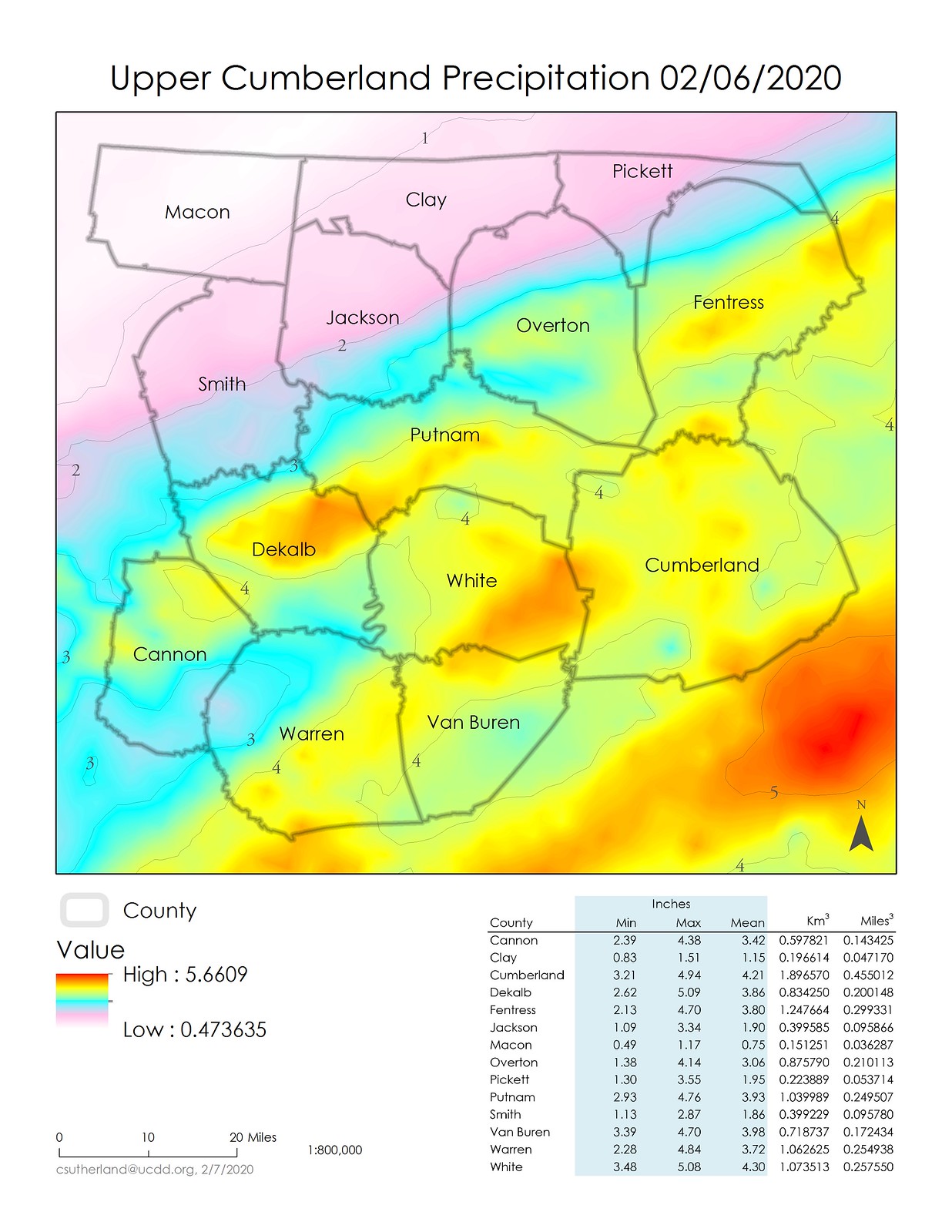 Upper Cumberland Precipitation 02/06/2020