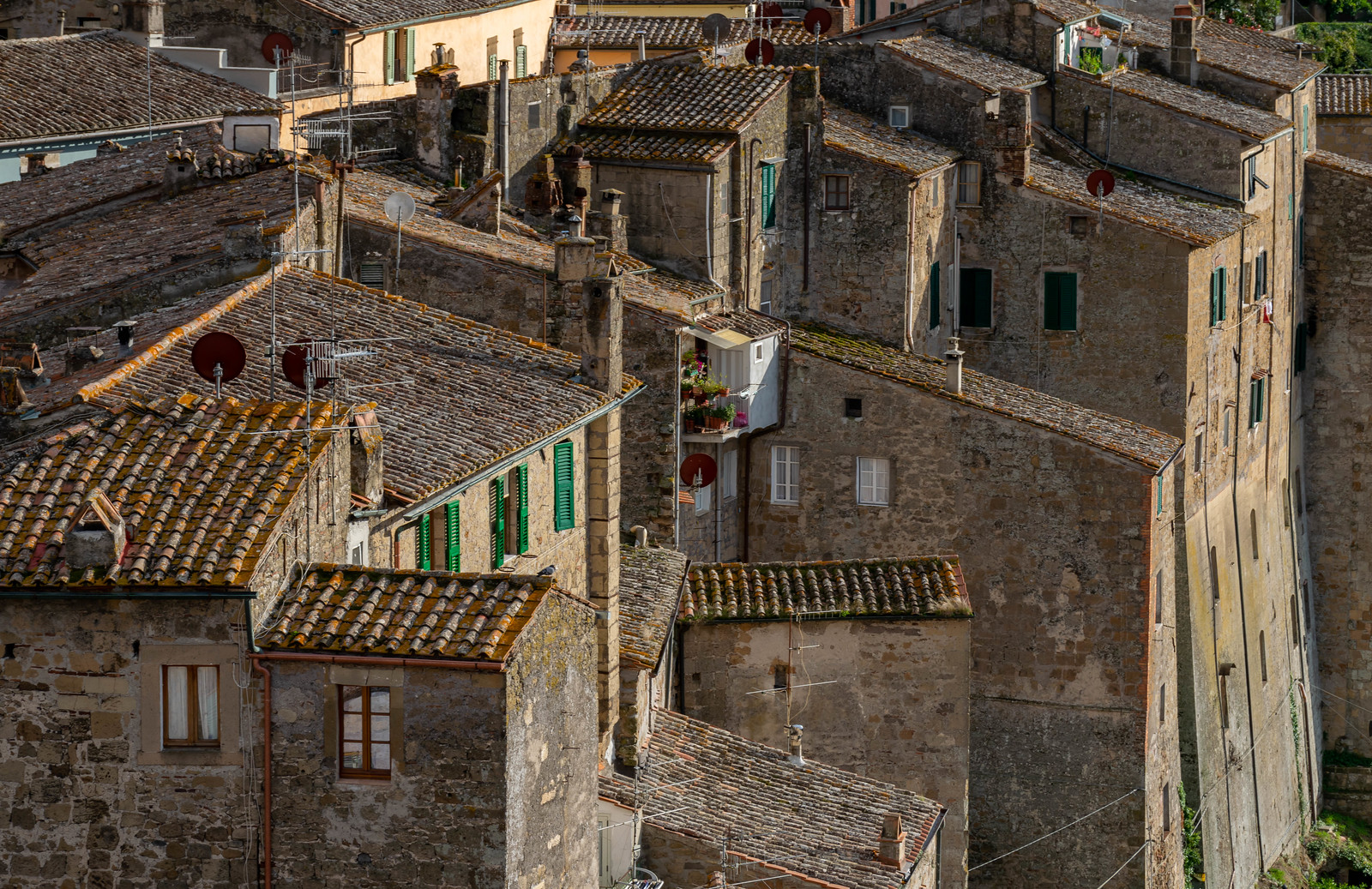 Tall stone houses in Sorano Italy
