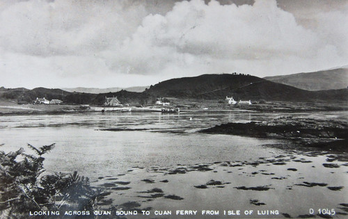 postcard scotland argyll luing seil cuansound ferry maidofluing car