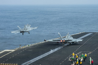 F/A-18F Super Hornets launch from the flight deck of USS H… | Flickr