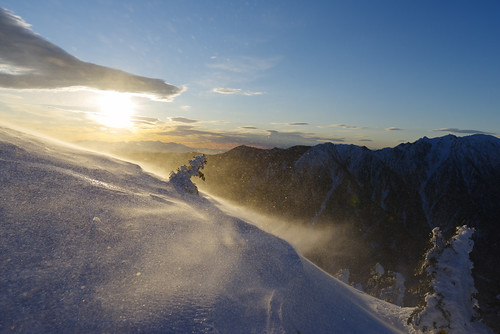 snow mountain winter sunrise