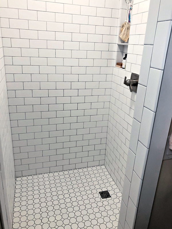 newly tiled walk-in shower