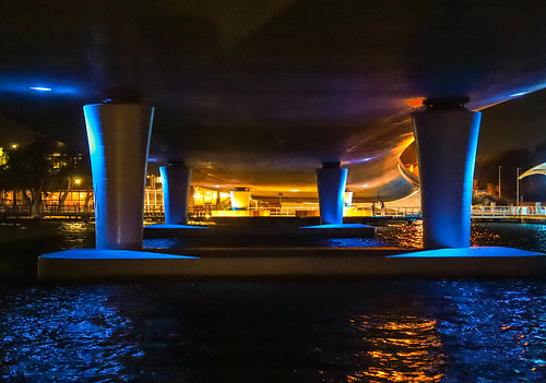 mandurah bridge lights water traffic blue nightescape night under