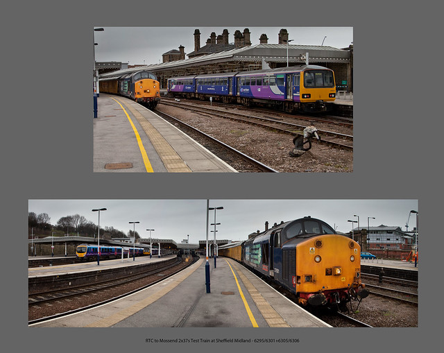 RTC to Mossend 2x37s Test Train at Sheffield Midland - 6295/6301+6305/6306