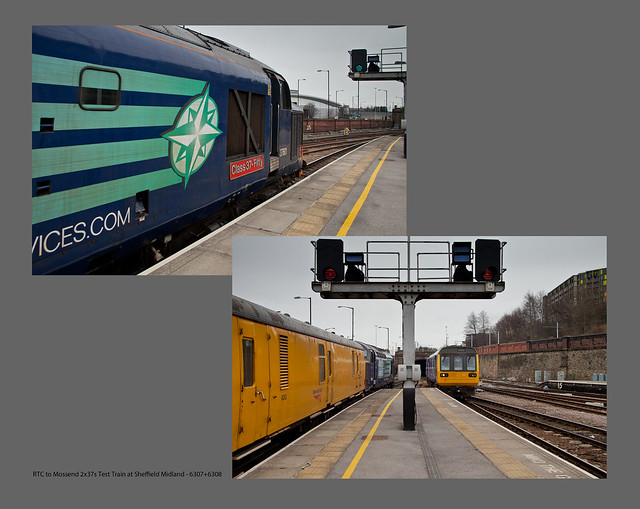 RTC to Mossend 2x37s Test Train at Sheffield Midland - 6307+6308
