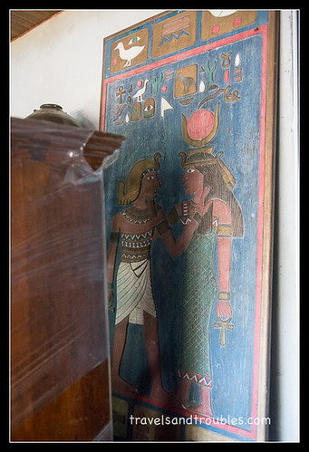 Egyptische afbeelding in Boeddhistische tempel