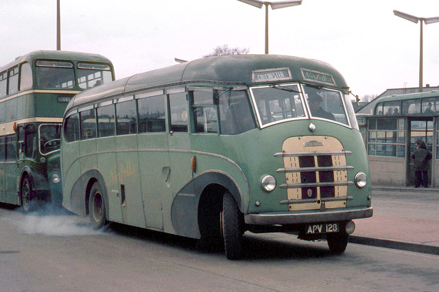 W. Norfolk . Nayland , Suffolk . APV128 . Colchester Bus Park , Essex . February-1970