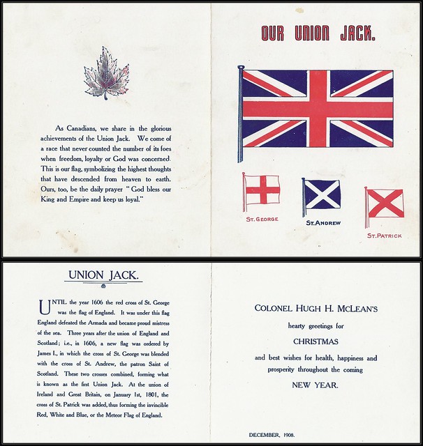 1908 - Our Union Jack Christmas Card - Christmas Greeting from Colonel Hugh H. McLean
