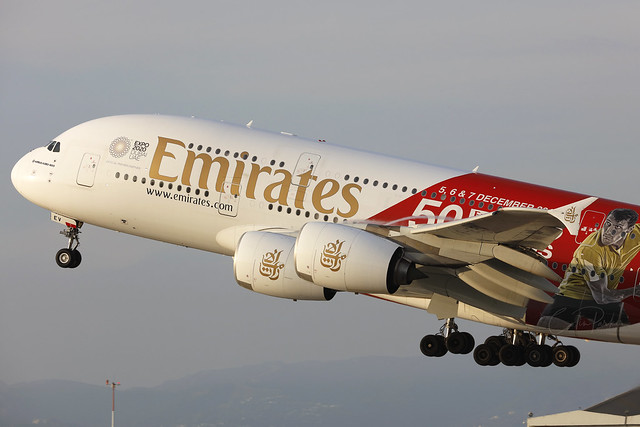A6-EEV, Airbus A380, Emirates, Los Angeles