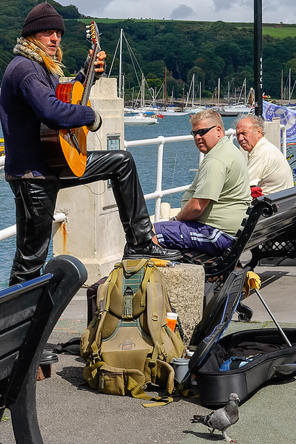 At Falmouth: Pigeon and Busker