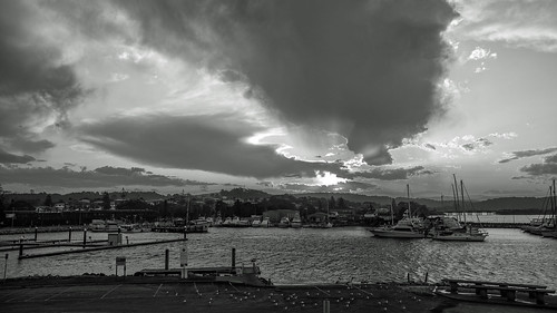 pentax k1 hdpentaxdfa2470mmf28 clouds sunset harbour boatramp birds boats monochrome blackandwhite bermagui nswfarsouthcoast