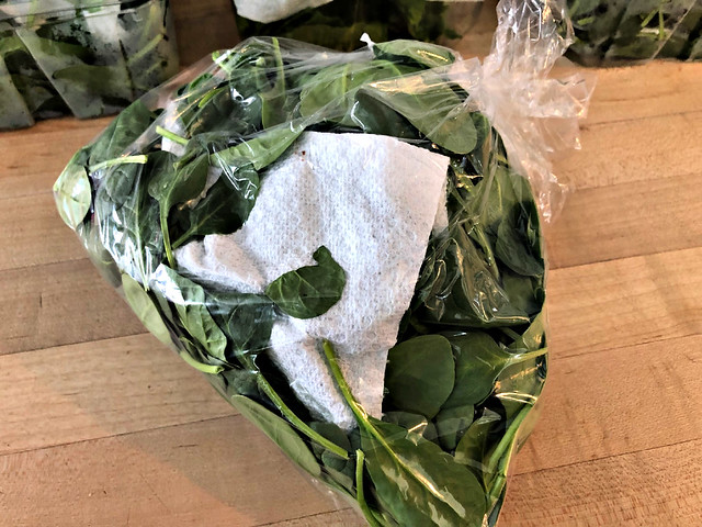 bag of fresh spinach