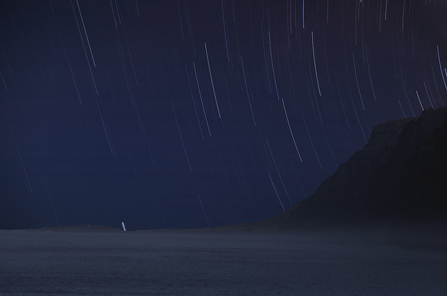 Star trail over the point at Los Gigantes