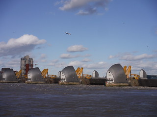 Thames Barrier at Storm Tide SWC Short Walk 42 - Thames Path: Greenwich to Woolwich