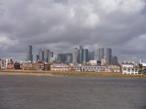 Isle of Dogs across the Thames, from Greenwich Foot Tunnel SWC Short Walk 42 - Thames Path: Greenwich to Woolwich