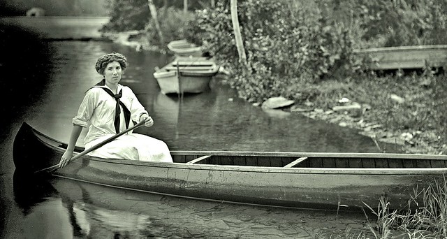 Girl in a canoe on Monongahela River near Donora, PA c1916 [Bruce Drisbach]