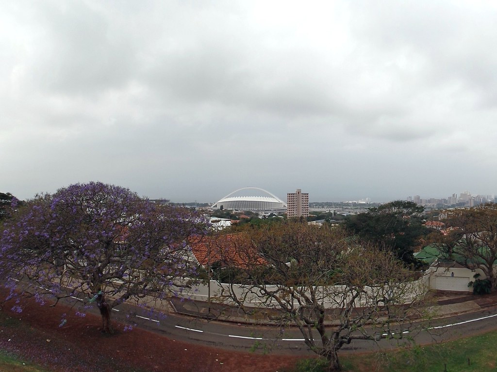 Durban Stamford hill panorama with Moses Mabhida stadium