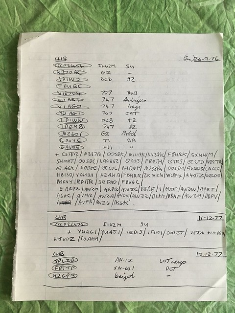 Aviation Log Books - visits to London Heathrow in 1976-77