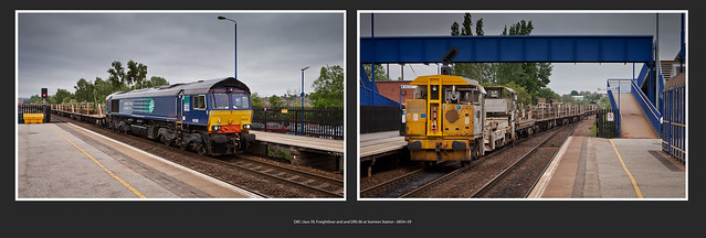 DBC class 59, Freightliner and DRS 66 at Swinton Station - 6854+59