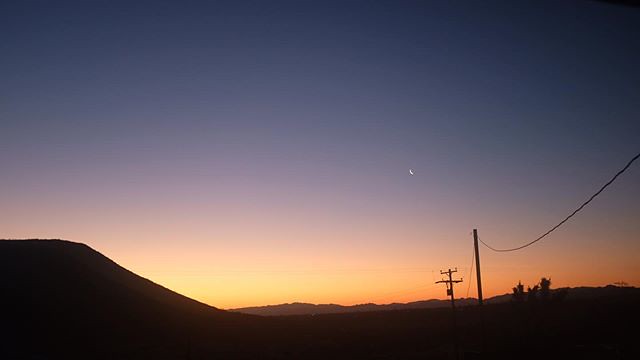 Desert sunrise and waning moon.