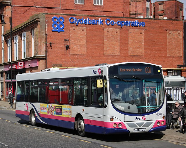First Glasgow SA02 BZE (61588) | Route CQ1 | Clydebank Bus Station, W. Dunbartonshire