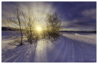 Snow road sunrise
