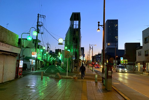 hidesax japan saitama ageo cityscape street sunset
