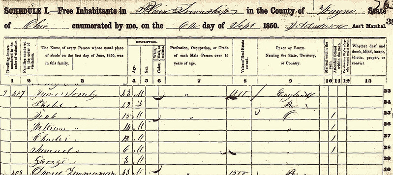 James Scruby 1850 census