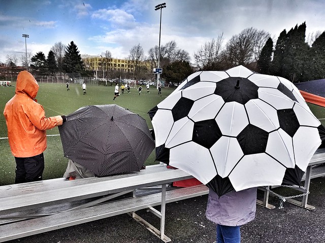 Soccer in a hail storm...