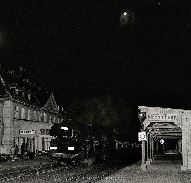 Fast passenger train at night