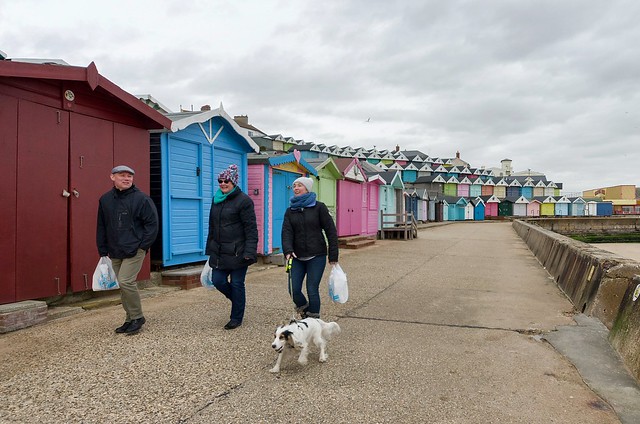 Beach huts and people #1