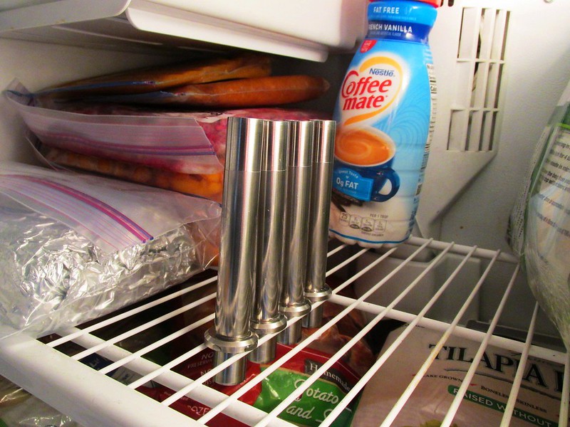 Push Rod Tubes with Soaked Paper Towel Inserts In Freezer