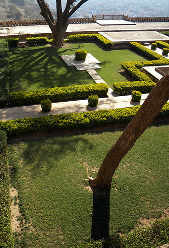 The formal garden outside Garh Palace in Bundi, India