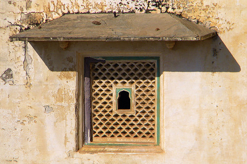 Pierced windows in Garh Palace in Bundi, India