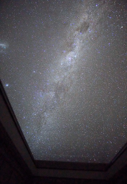 Milky way view from the cosy warmth of the attic sky window