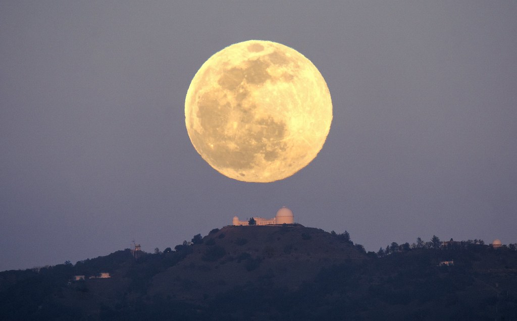 February’s Full Snow Moon over Lick Observatory