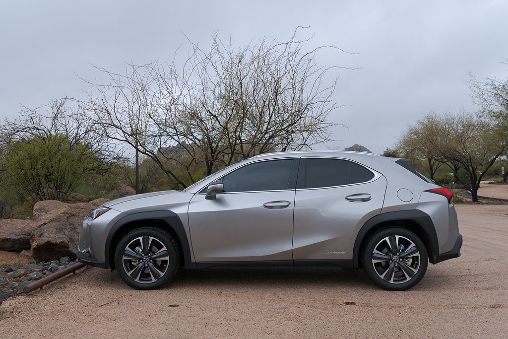 My 2020 Lexus UX 250h is parked on a rainy afternoon at George Doc Cavalliere Park in Scottsdale, Arizona in February 2020