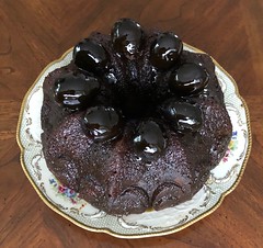 prune & armagnac bundt cake w espresso caramel glaze & french stuffed prunes