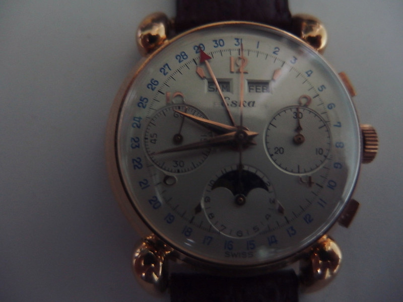 Une rareté des années 40, la Eska en or rose valjoux 88 49602891908_8bb896328d_c