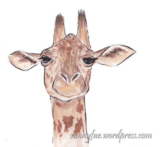 watercolour sketch of a giraffe