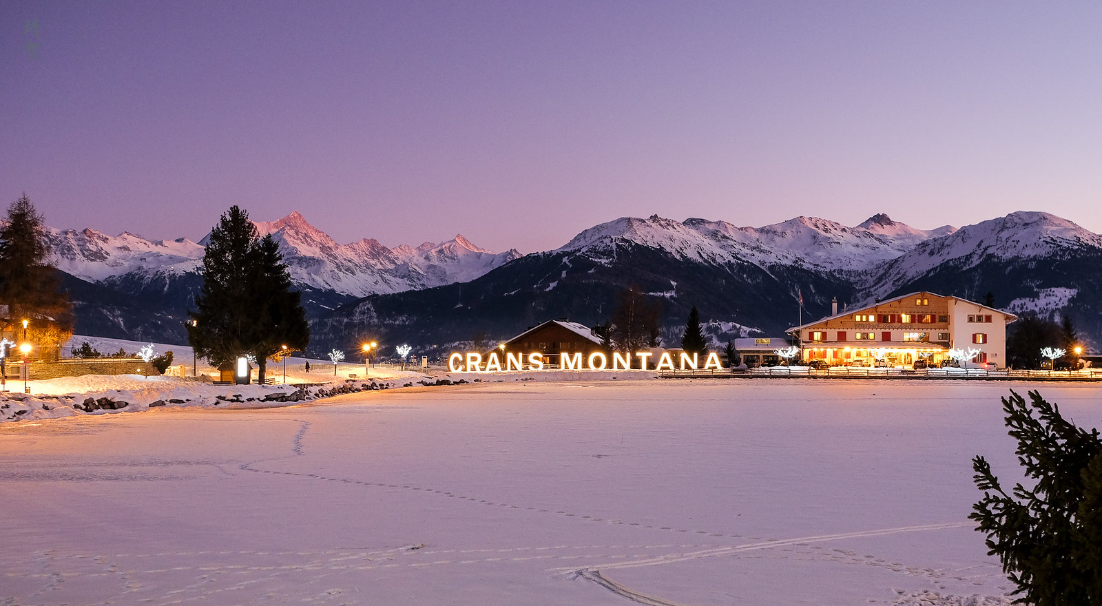 Crans Montana at dusk