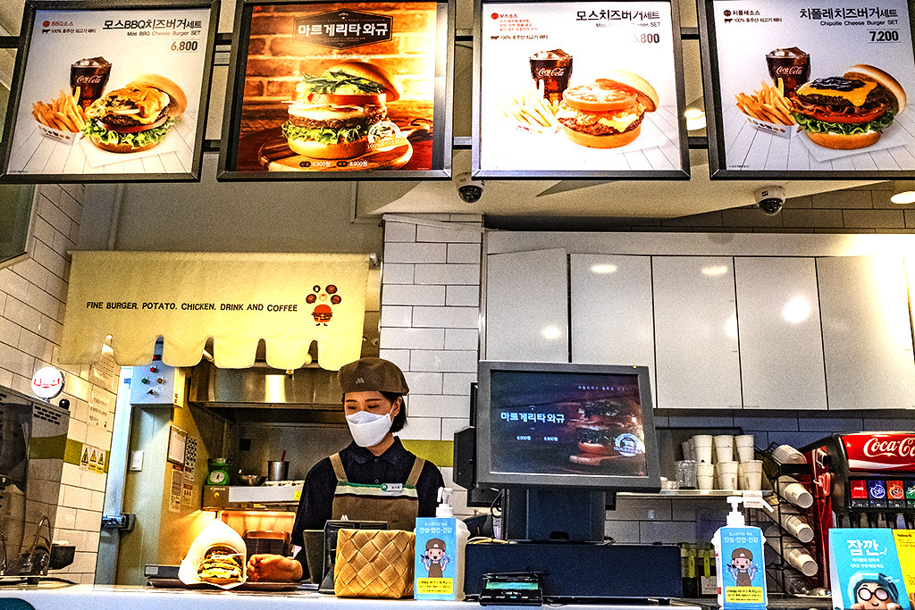Mos Burger in Myeong-dong on 3-7-20--Seoul